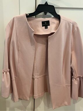Worthington Dusty Pink Ruffle-Sleeve Open Jacket